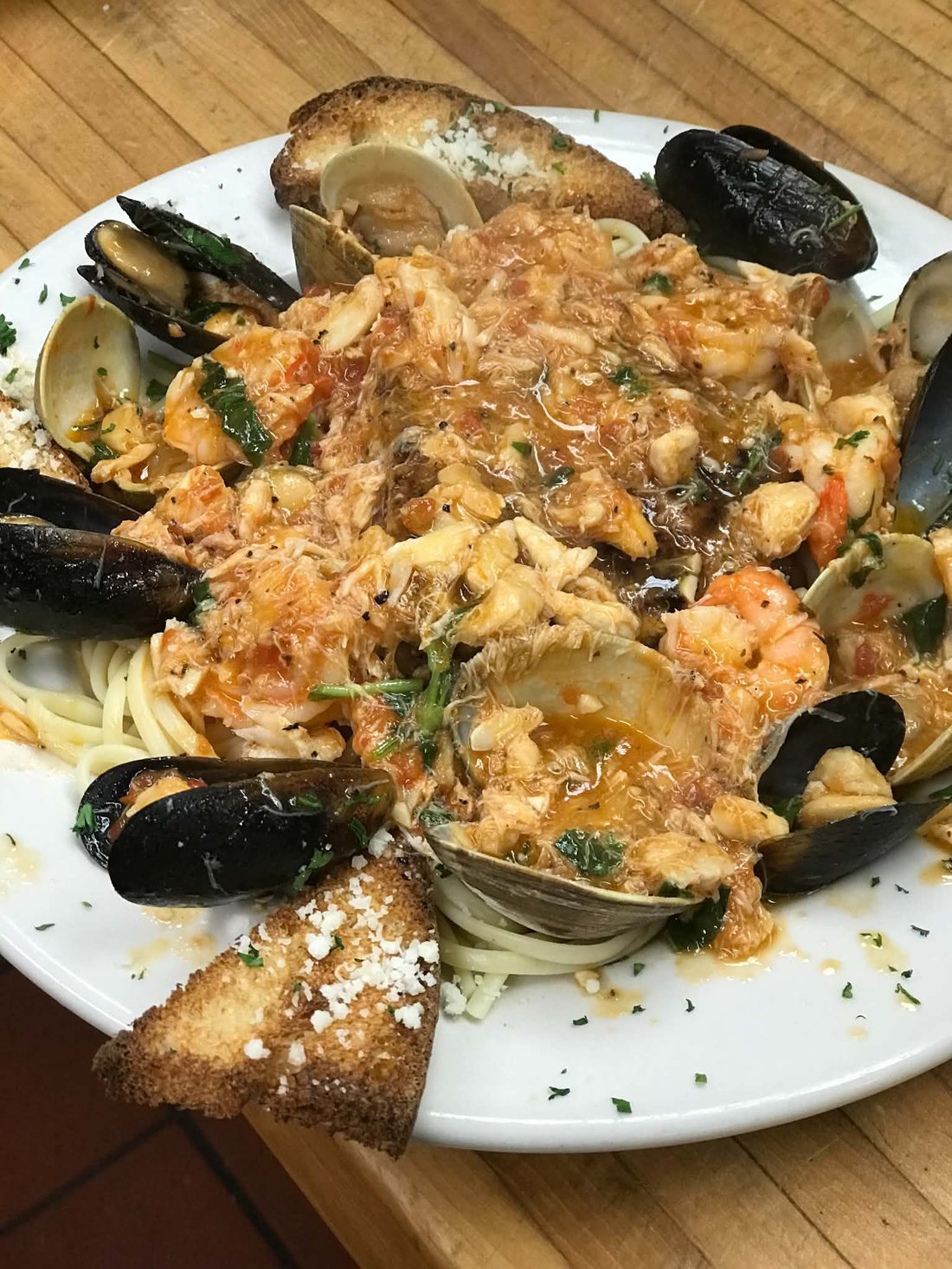 Linguine with clams, mussels, shrimp & crab