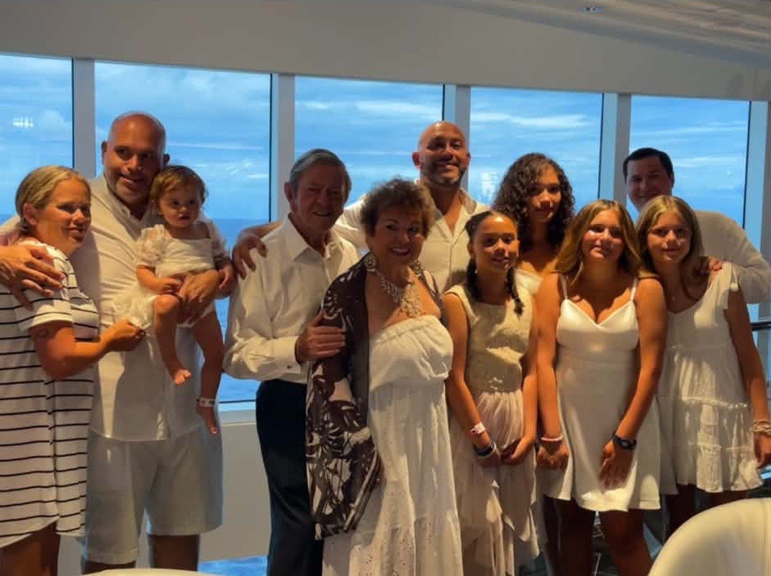 Franco and Mimma with the whole family on a cruise